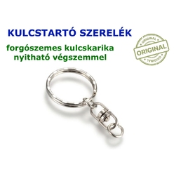 Kiváló minőségű Forgószemes kulcskarika szerelék, nyitható végszemmel, nikkelezett, 25 mm, DESIGN forgószemes karika, key ring, keychain 100 db/csomag
