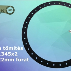 Ipari gázturbina tömítés Taurus 80-30550-900; 1147x1345x2,0; 36 db 22mm-es furattal 4 darabban puzzle illesztéssel