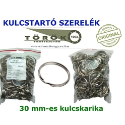 Tartós, 30 mm-es nikkelezett kulcskarika közvetlenül a gyártótól. Kiváló rugalmasság, elegáns megjelenés és magyar minőség.