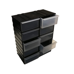 Hobby box, doboz, fiókos, egymáshoz kapcsolható fekete (10 db/csomag)