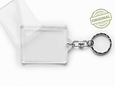 Kulcstartó akril, műanyag forgó lánccal 35 x 45 - 50 db/csomag vonalkód 5999860594192