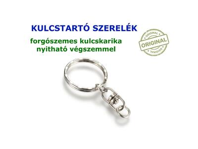 Kiváló minőségű Forgószemes kulcskarika szerelék, nyitható végszemmel, nikkelezett, 25 mm, DESIGN forgószemes karika, key ring, keychain 100 db/csomag