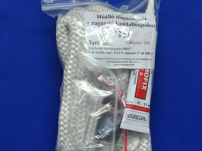 Üvegszálas zsinór FEHÉR 450 °C - 12 mm és ragasztó 1100 °C - készlet