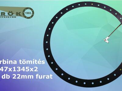Ipari gázturbina tömítés Taurus 80-30550-900; 1147x1345x2,0; 36 db 22mm-es furattal 4 darabban puzzle illesztéssel