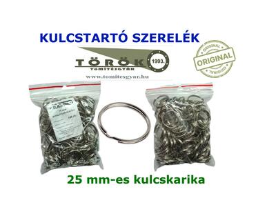 Tartós, 25 mm-es nikkelezett kulcskarika közvetlenül a gyártótól. Kiváló rugalmasság, elegáns megjelenés és magyar minőség.