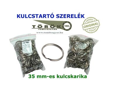 35 mm-es kulcskarika, fém karika kulcstartóhoz, nikkelezett kulcskarika, kis méretű kulcskarika, kulcstartó alapanyag, 25 mm fémkarika gyártás, rugós kulcskarika