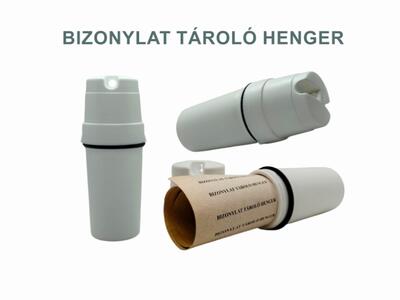 Műanyagból öntött irattartó, bizonylat tároló henger, okmányhenger, dokumentum tároló UV álló, vízálló, lebomlási idő 200 év