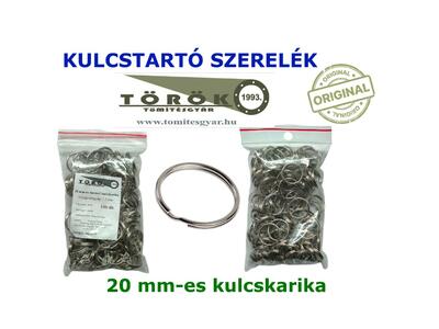 Tartós, 20 mm-es nikkelezett kulcskarika közvetlenül a gyártótól. Kiváló rugalmasság, elegáns megjelenés, magyar minőség