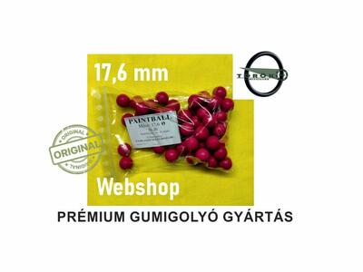 Gumigolyó 17.6 mm PAINTBALL 40-45 Shore A (50 db) BORDÓ