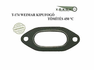 Prémium T-174 Weimar kipufogó tömítés 450°C-ig hőálló, grafitos MOTORIT anyagból, fémgyűrűs peremezéssel. Tömítésgyár